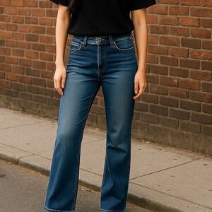 Earl Women’s Denim Jeans SZ 20W Fancy Back Pockets Faded Whiskering Wide Leg